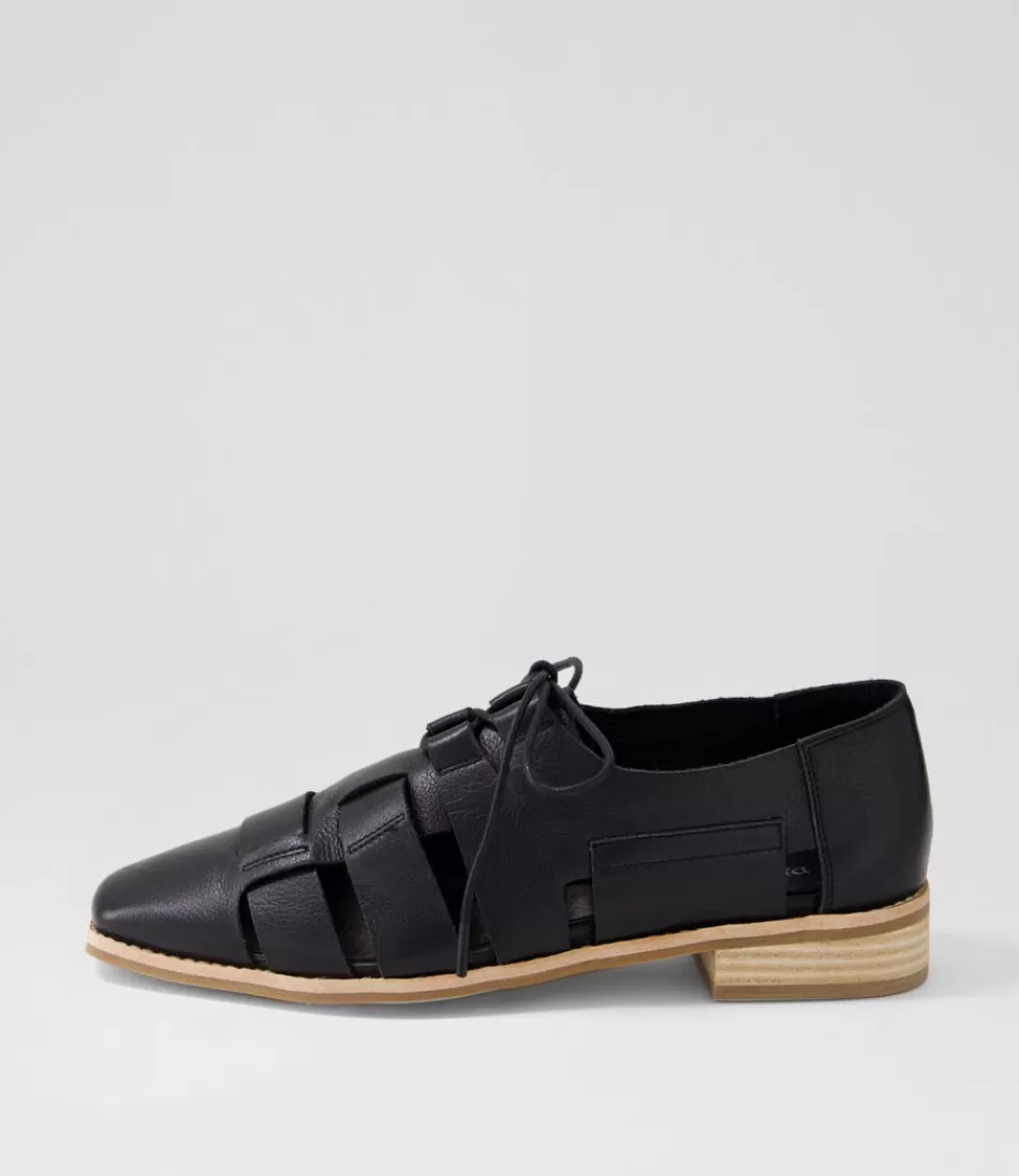 Women DJANGO & JULIETTE Flats<Alisane Black Leather Lace Up Flats