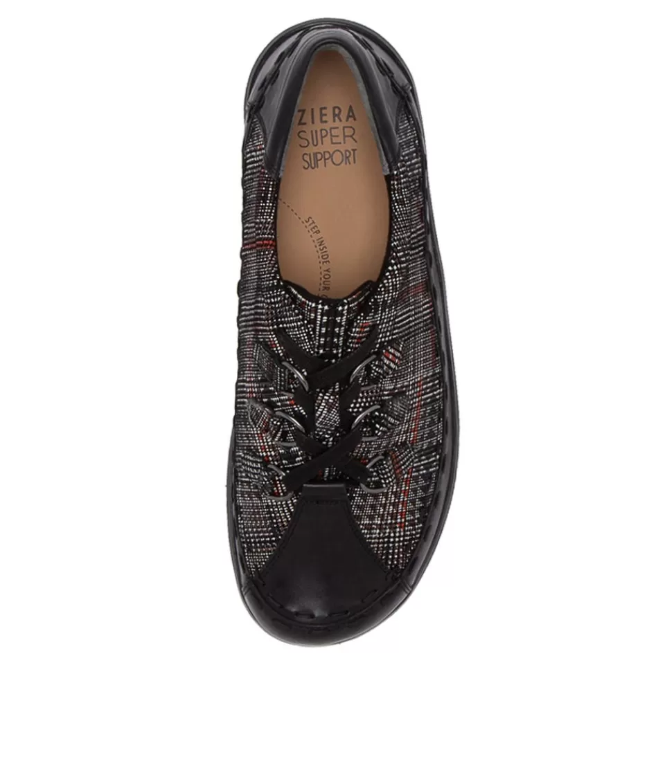 Women ZIERA Comfort<Allsorts W Black Check Leather Lace-Up Shoes