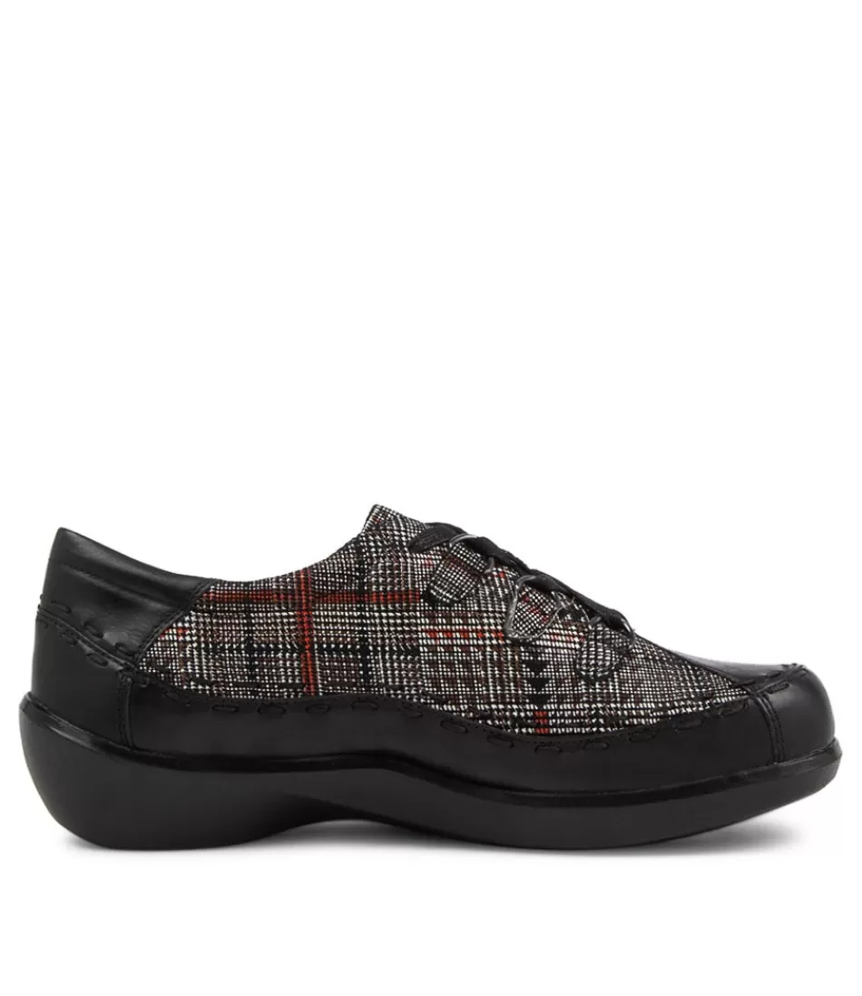 Women ZIERA Comfort<Allsorts W Black Check Leather Lace-Up Shoes