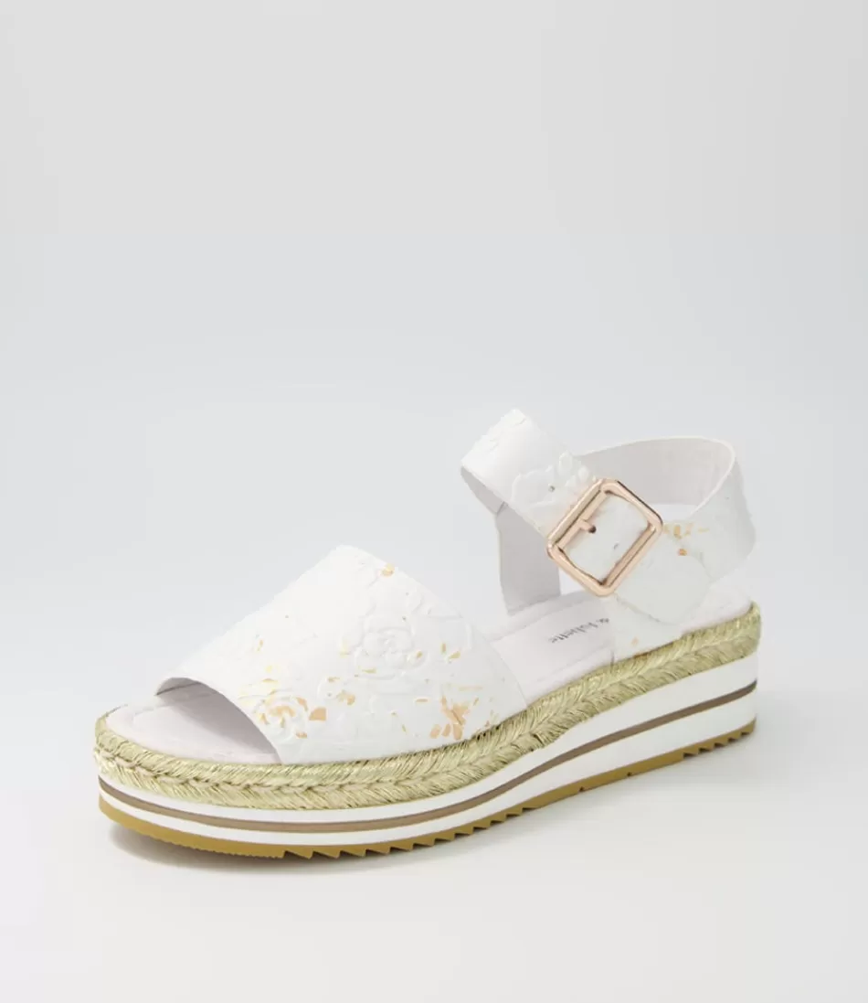 Women DJANGO & JULIETTE Espadrilles<Amillent White Gold Flower Leather Espadrilles