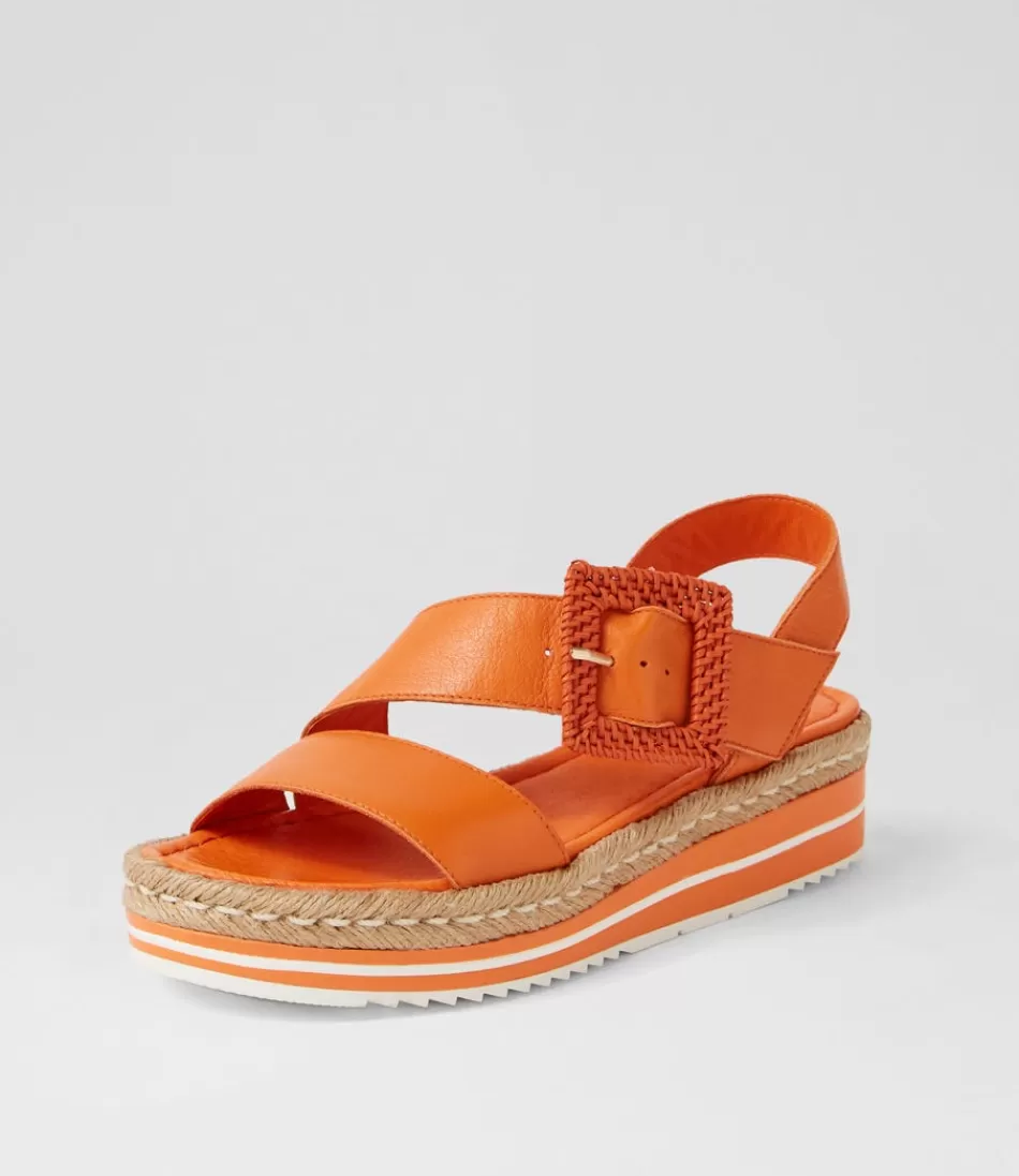 Women DJANGO & JULIETTE Espadrilles<Atory Bright Orange Leather Sandals