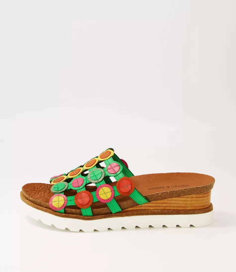 Women DJANGO & JULIETTE Wedges<Badabing Spearmint Bright Multi Leather Mukes