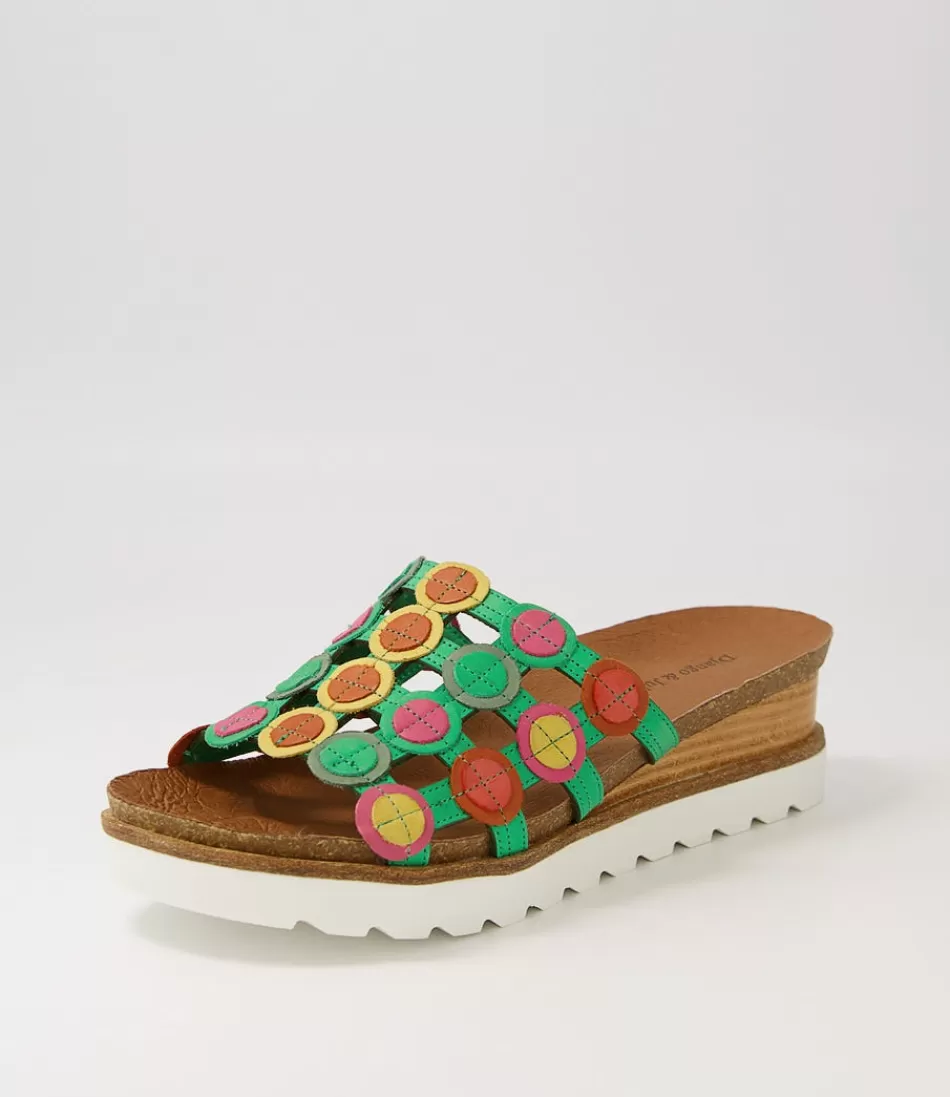 Women DJANGO & JULIETTE Wedges<Badabing Spearmint Bright Multi Leather Mukes