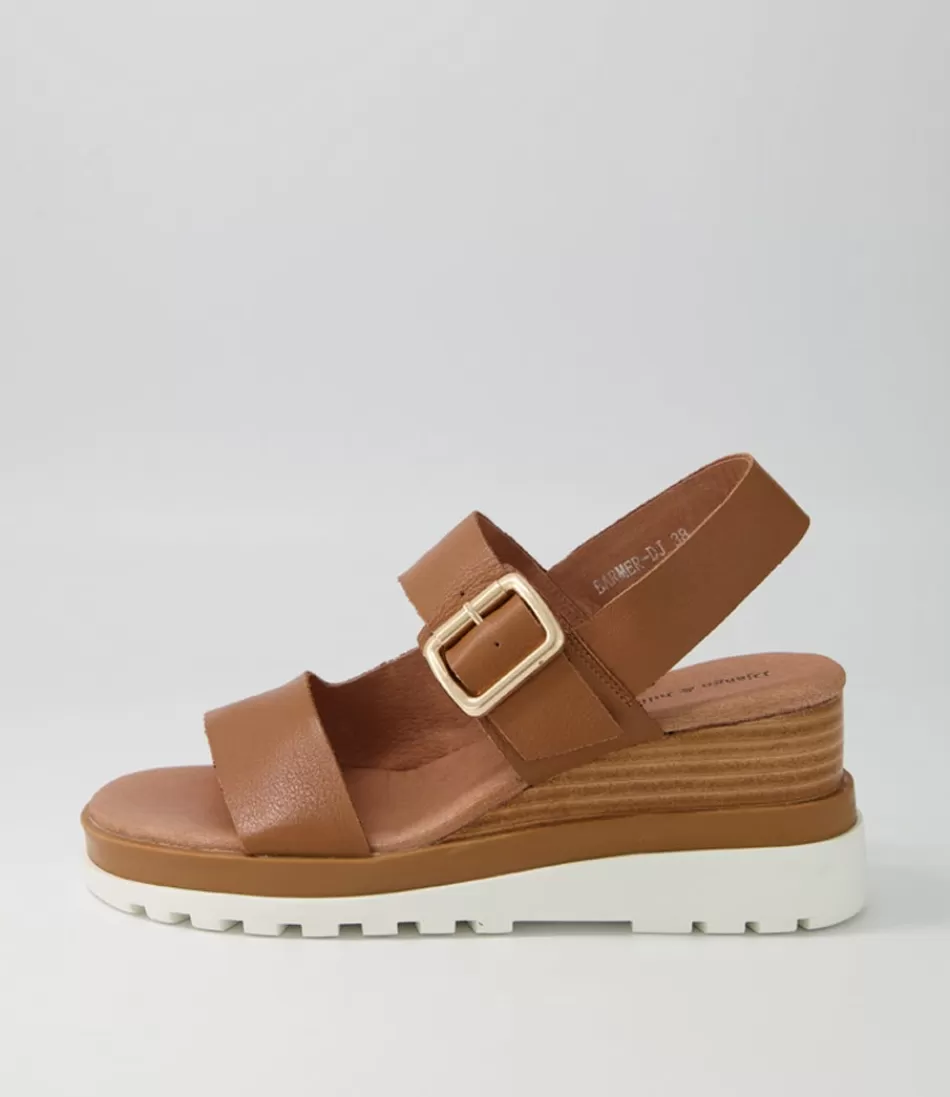 Women DJANGO & JULIETTE Wedges<Barmer Dark Tan Leather Sandals Ws