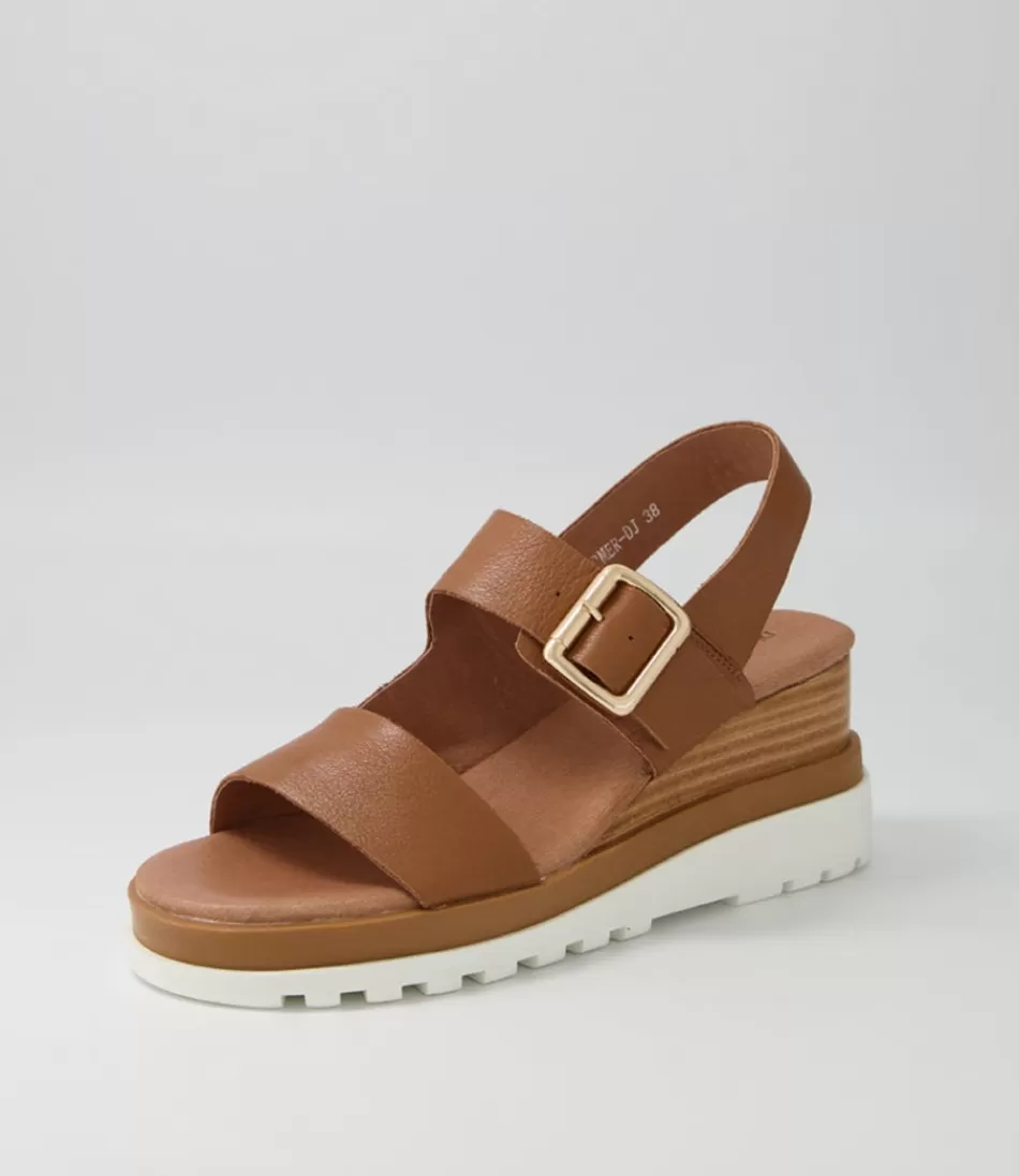 Women DJANGO & JULIETTE Wedges<Barmer Dark Tan Leather Sandals Ws