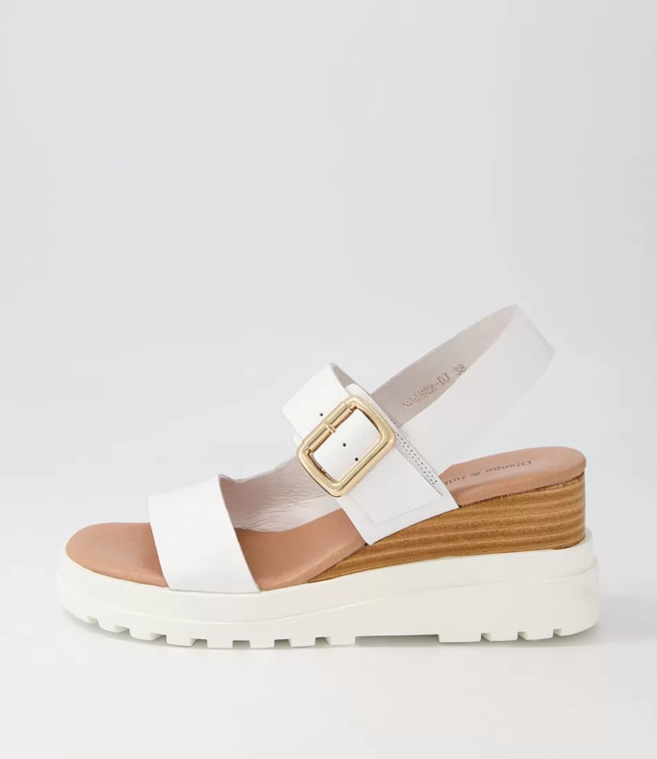 Women DJANGO & JULIETTE Wedges<Barmer White Leather Sandals
