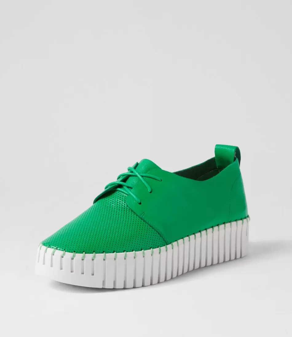 Women DJANGO & JULIETTE Wedges<Batu Bright Emerald White Leather Sneakers