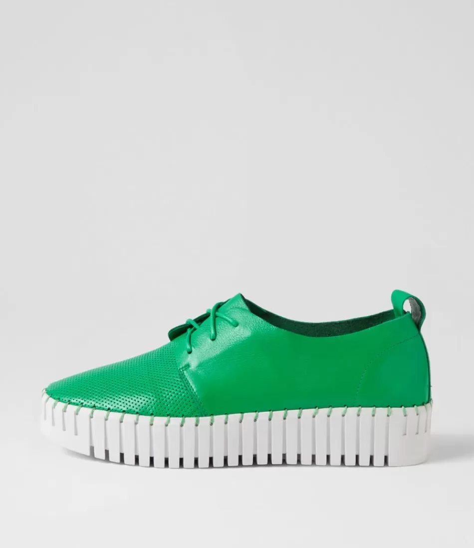 Women DJANGO & JULIETTE Wedges<Batu Bright Emerald White Leather Sneakers
