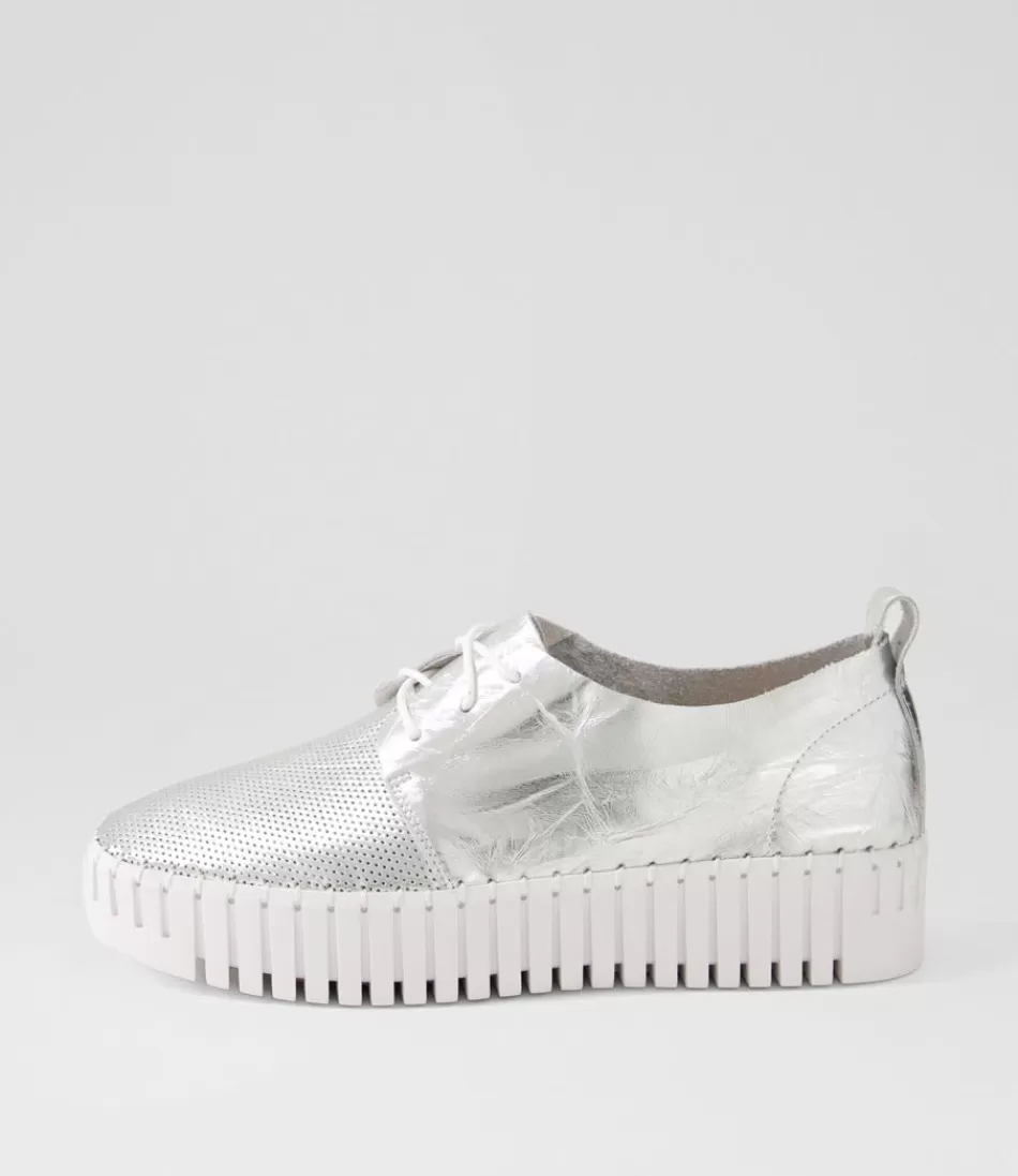 Women DJANGO & JULIETTE Wedges<Batu Silver Shine Leather Sneakers