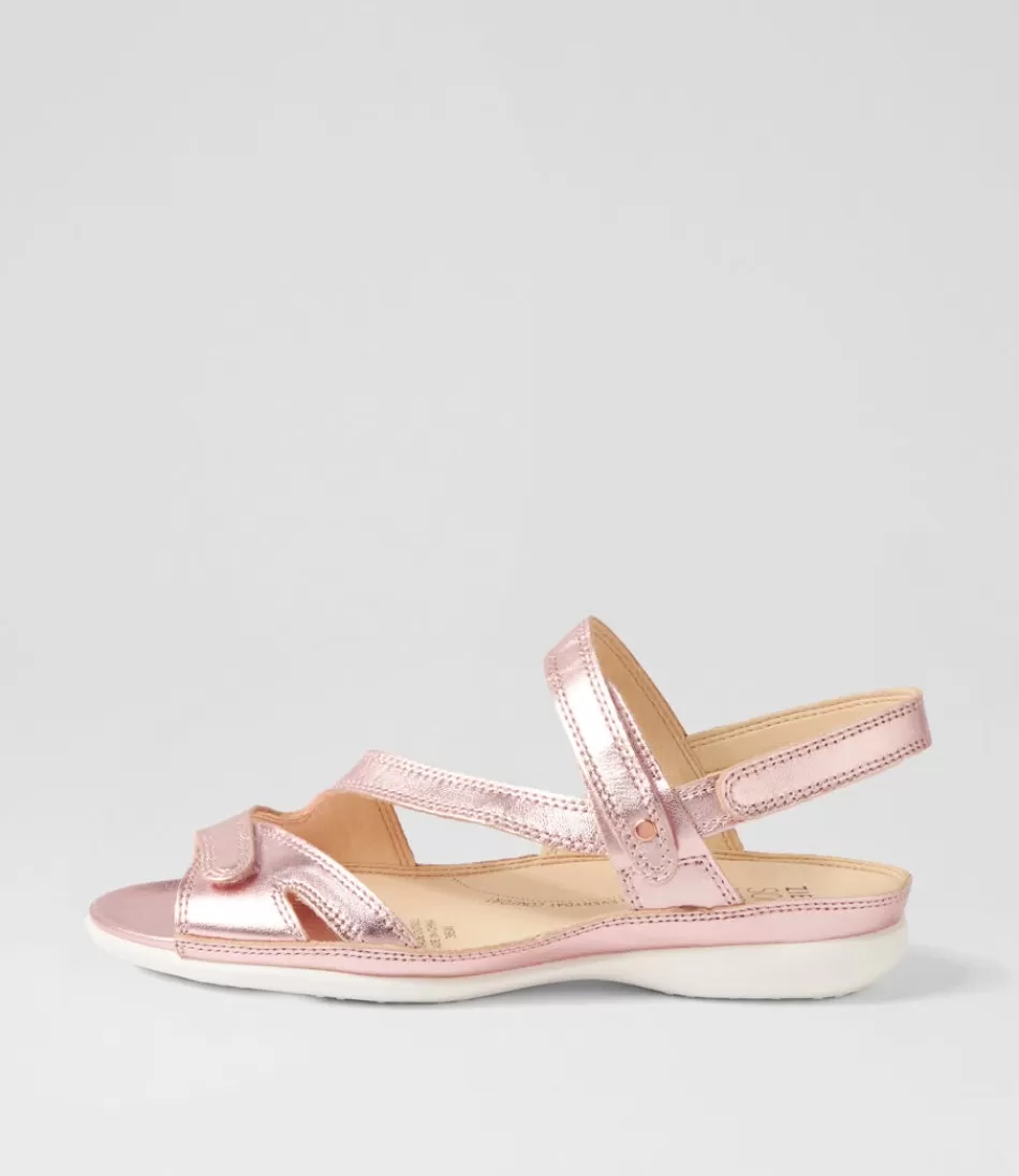 Women ZIERA Wedges<Belta W Rose Metallic Leather Sandals
