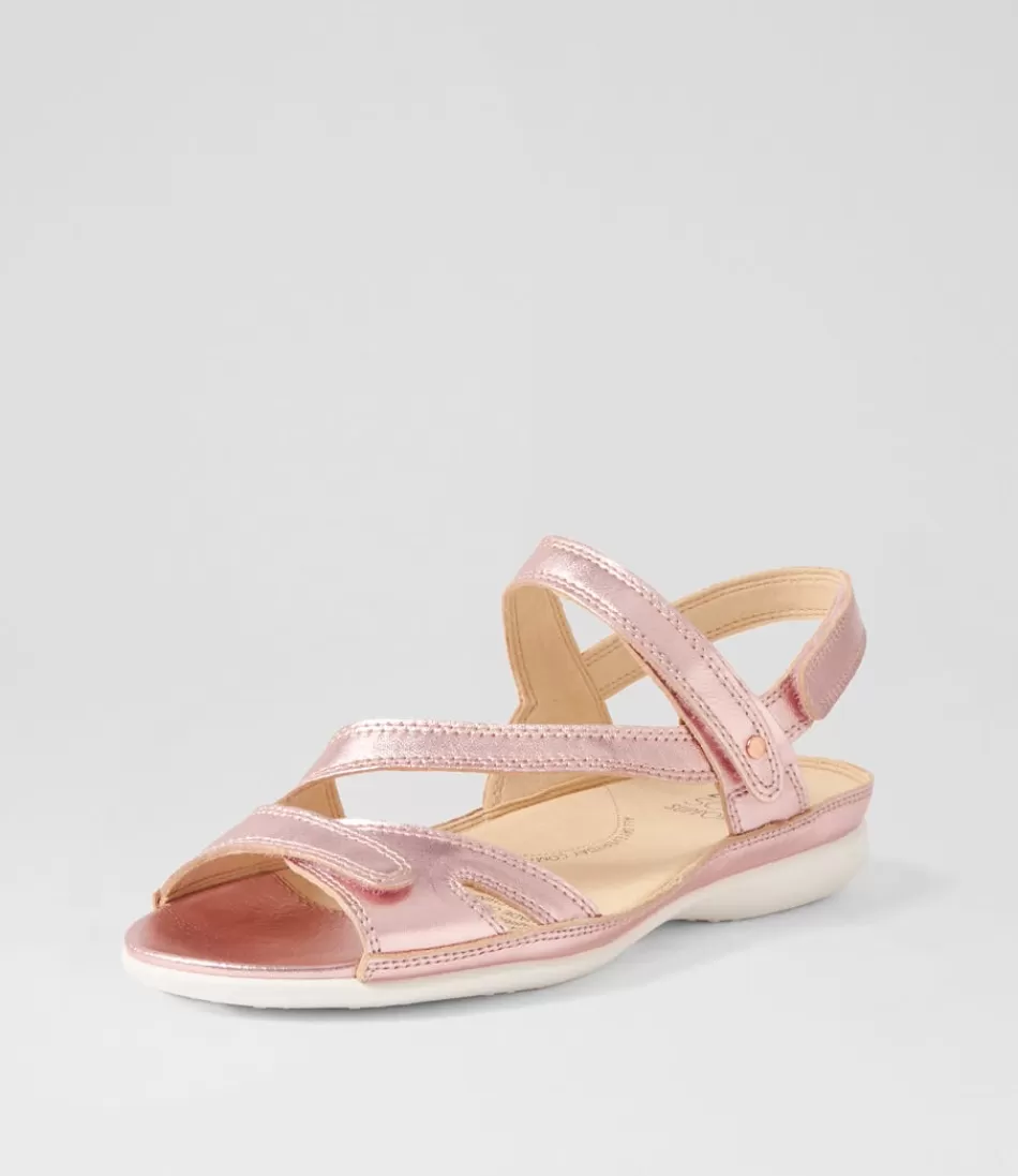 Women ZIERA Wedges<Belta W Rose Metallic Leather Sandals