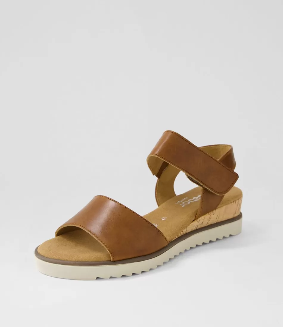 Women GABOR Comfort<Briva Camel Leather Sandals