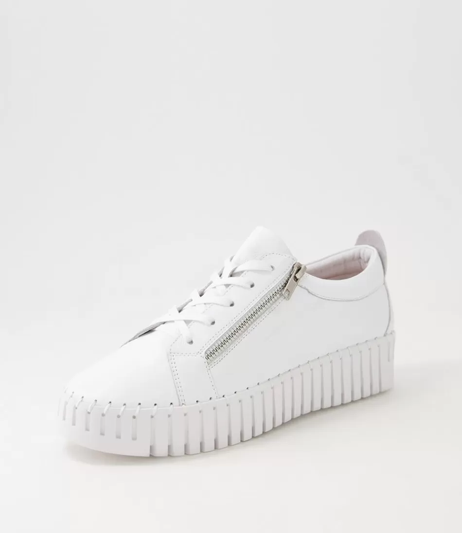 Women DJANGO & JULIETTE Sneakers<Bump White Leather Sneakers
