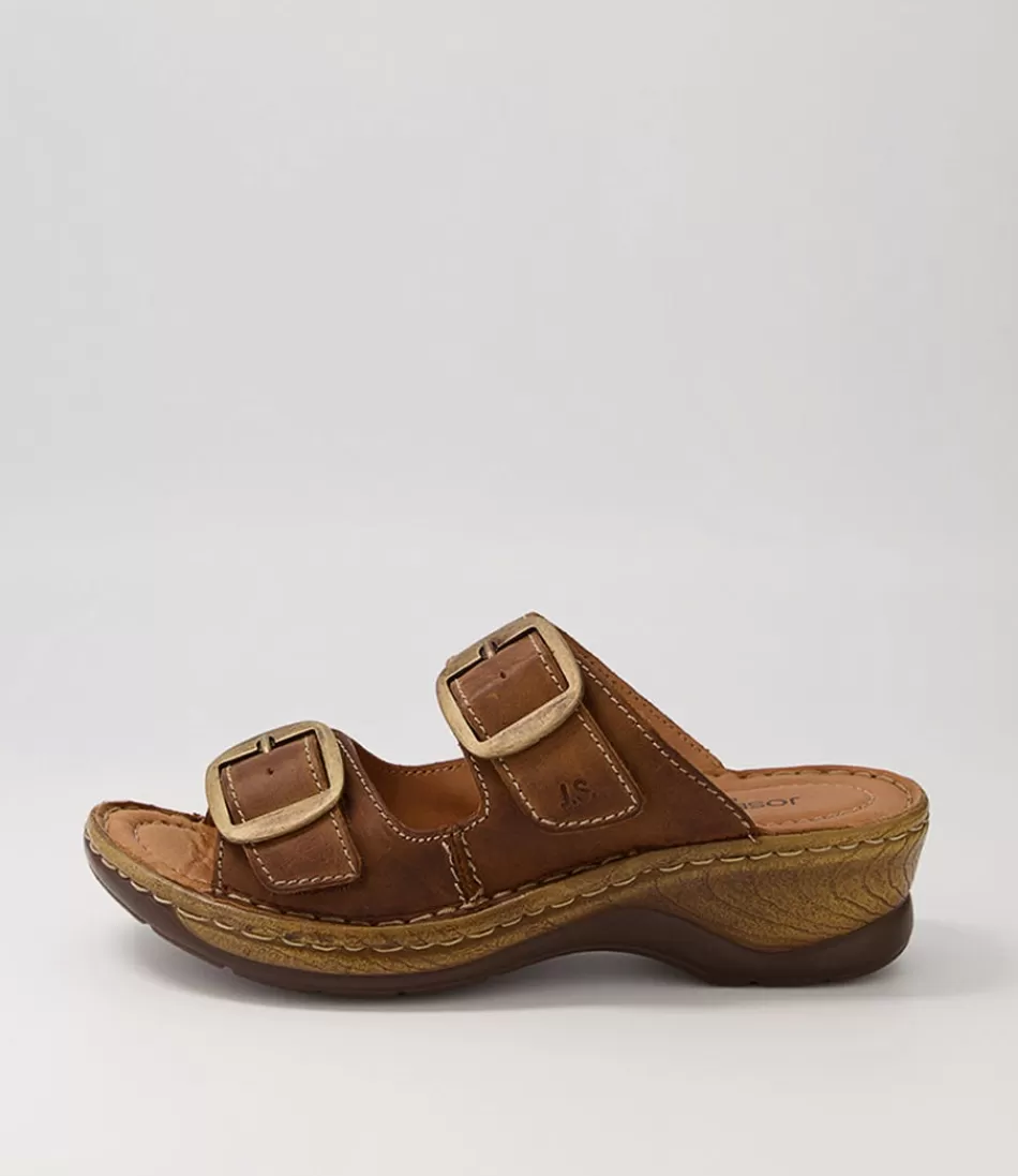 Women JOSEF SEIBEL Comfort<Catalonia 76 Brandy Leather Slides