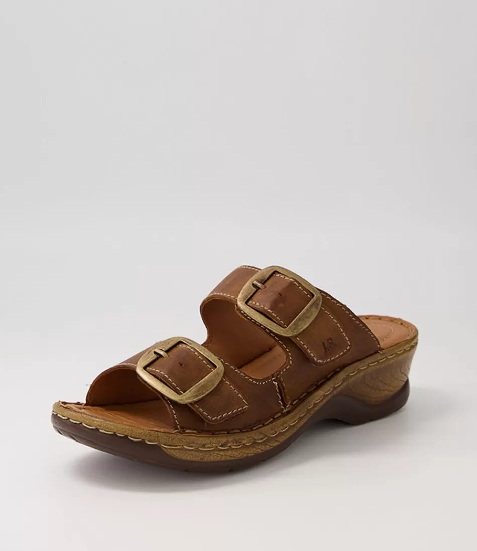 Women JOSEF SEIBEL Comfort<Catalonia 76 Brandy Leather Slides