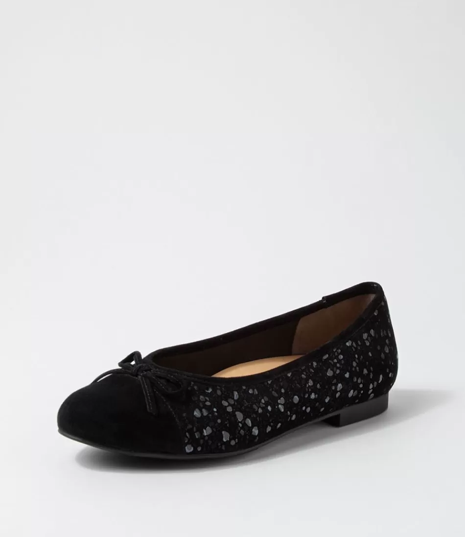 Women ZIERA Comfort<Chelsea Xf Black Sparkle Suede Ballet Flats
