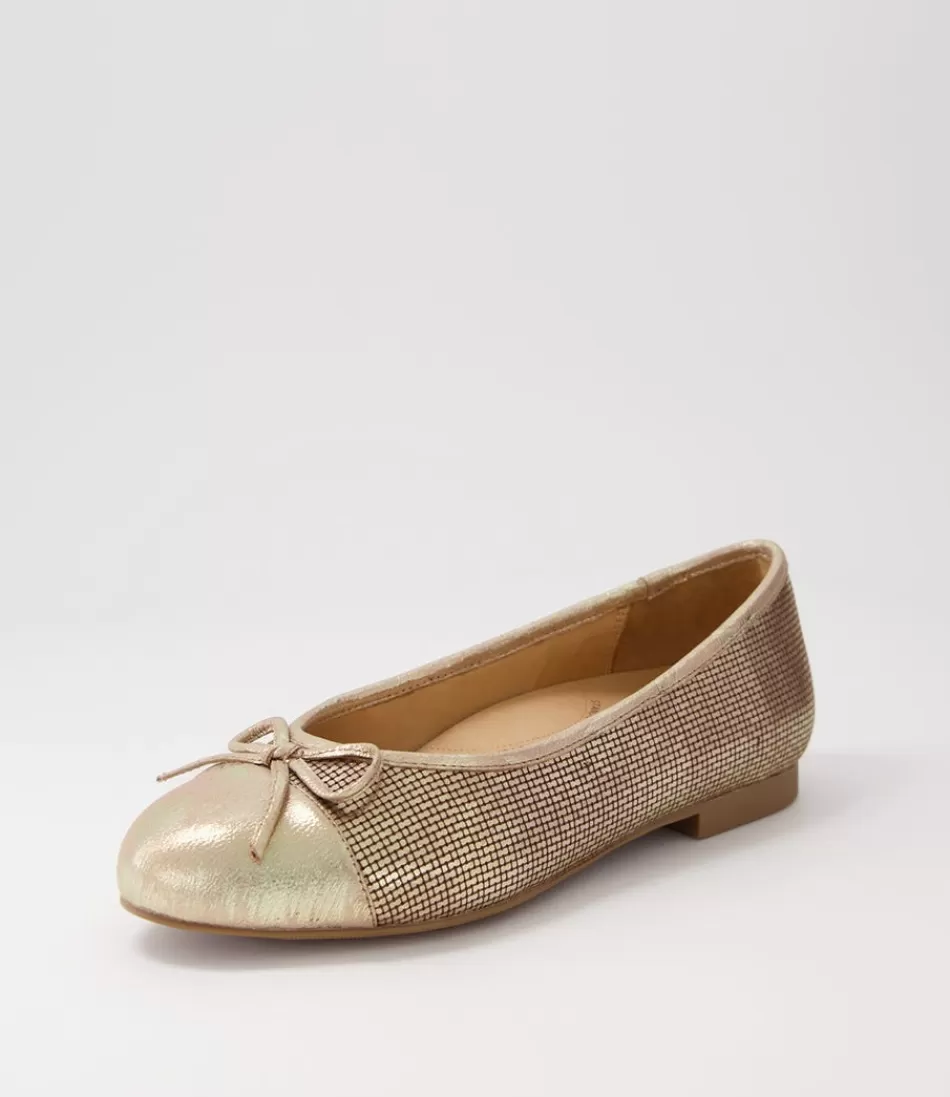 Women ZIERA Comfort<Chelsea Xf Gold Leather Cut Leather Ballet Flats