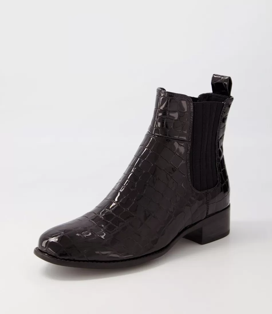 Women DJANGO & JULIETTE Boots<Cohen Black Patent Croc Chelsea Boots
