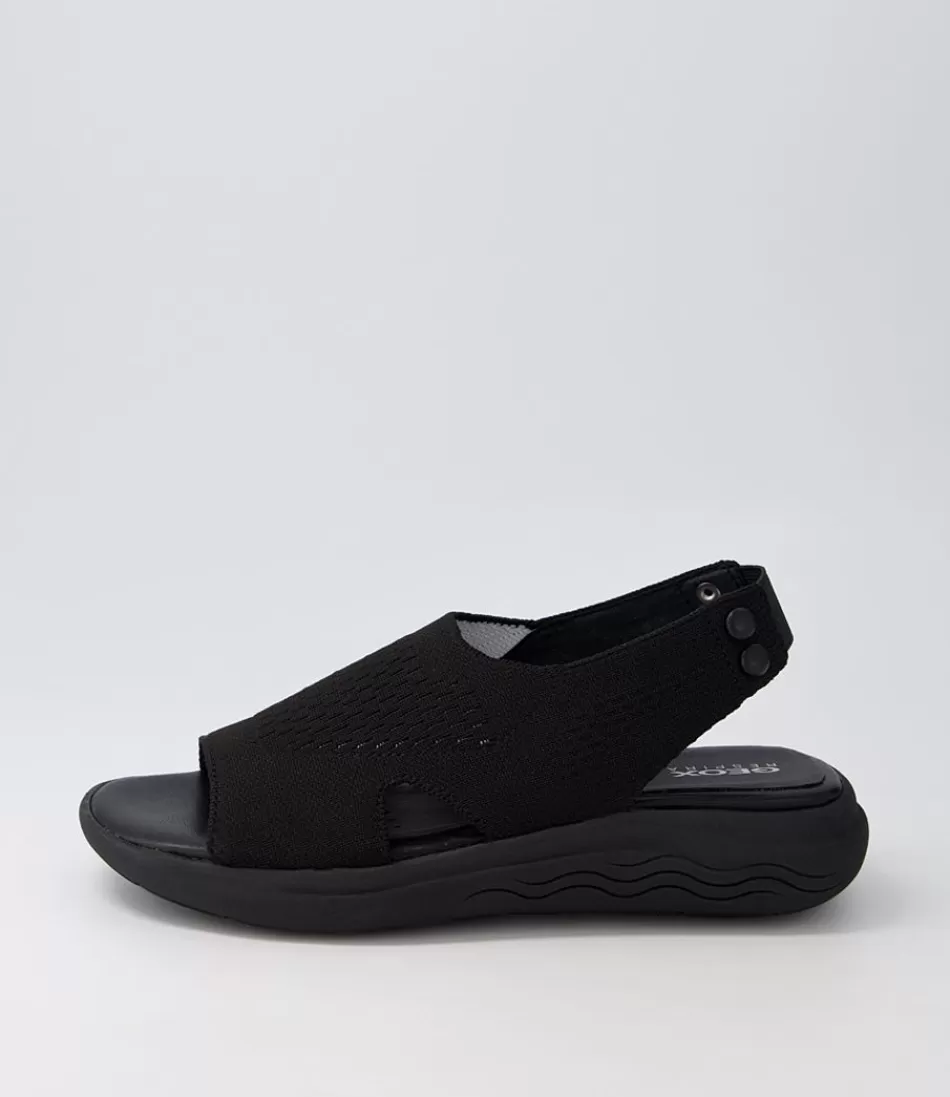Women GEOX Comfort<D Spherica Ec5 D Black Knit Sandals