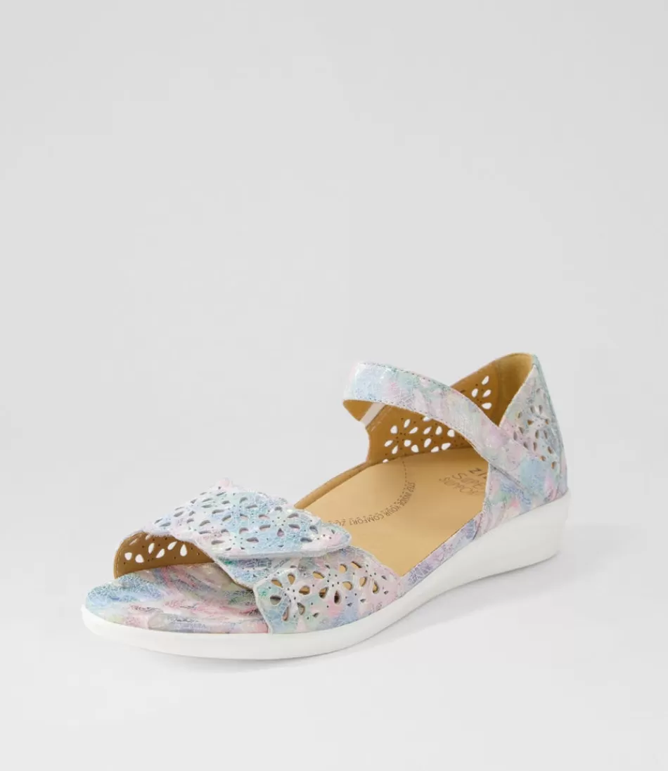 Women ZIERA Wedges<Dusty W Pastel Metal Leather Sandals