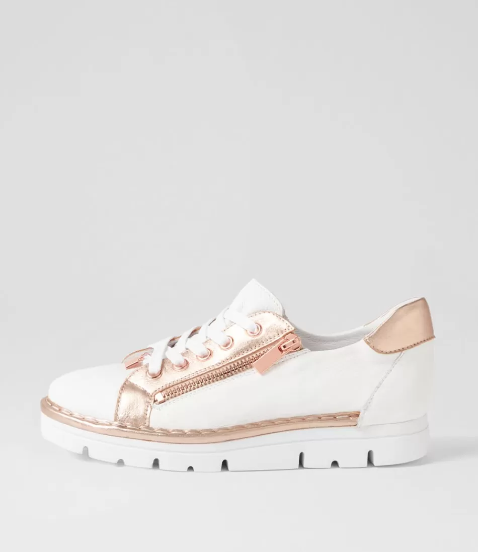 Women TOP END Sneakers<Elos White Pale Rose Gold Leather Sneakers