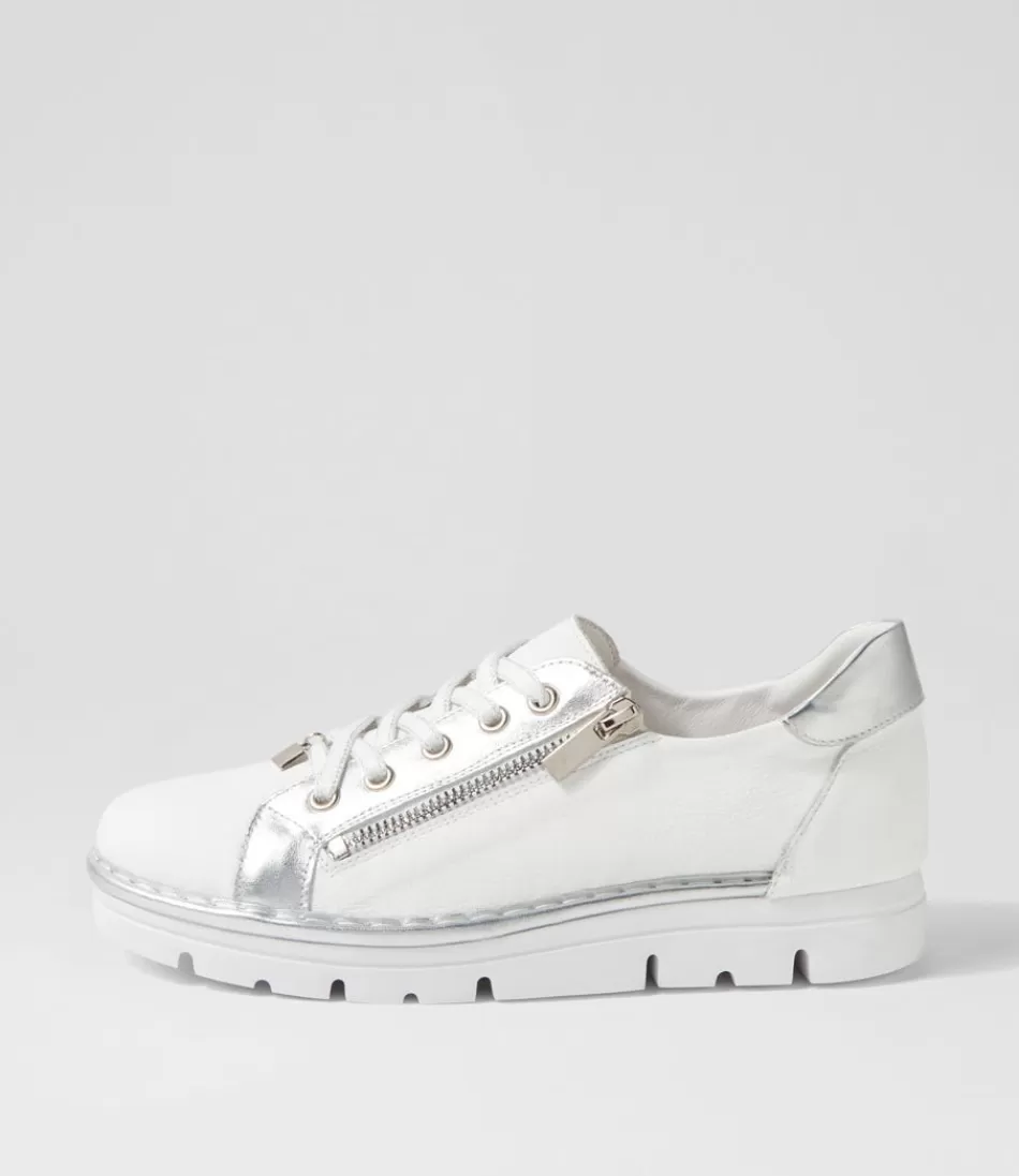 Women TOP END Sneakers<Elos White Silver Leather Sneakers