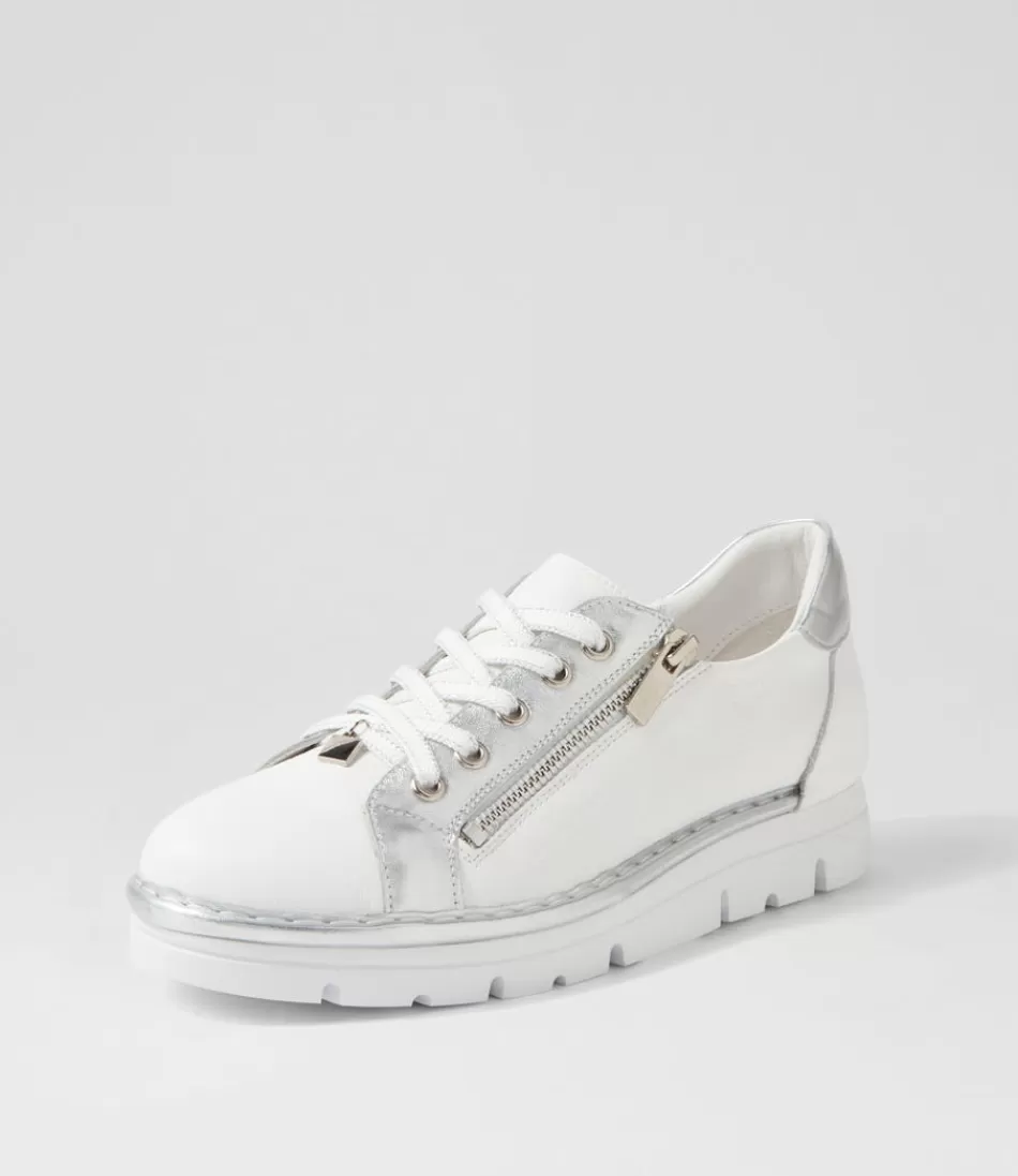 Women TOP END Sneakers<Elos White Silver Leather Sneakers