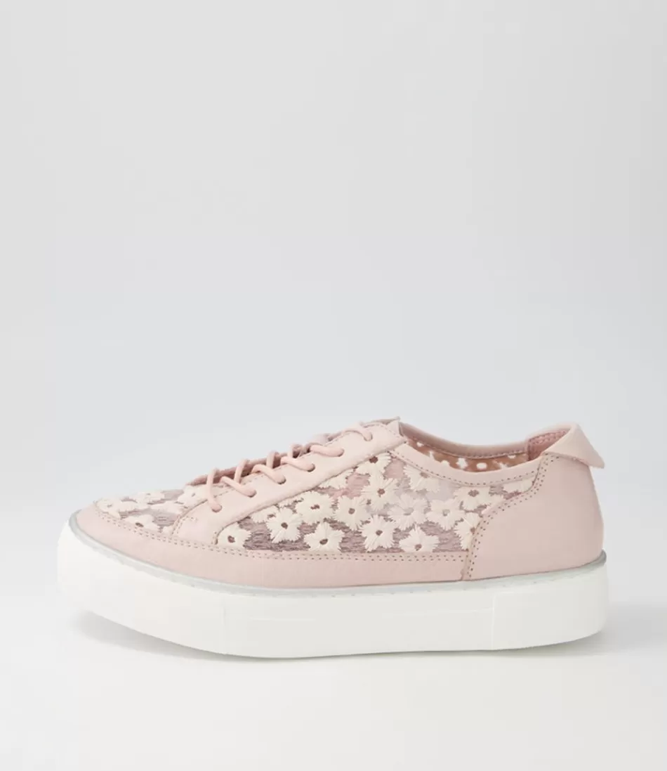 Women DJANGO & JULIETTE Sneakers<Faders Dusty Pink Leather Flower Sneakers