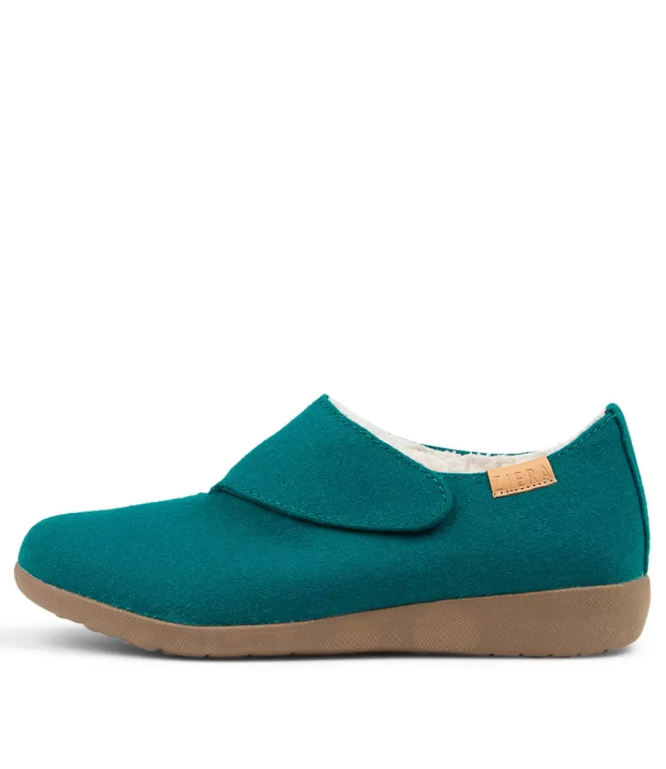 Women ZIERA Comfort<Fliss Xw Teal Fabric Slippers