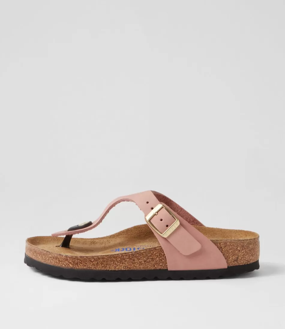Women BIRKENSTOCK Comfort<Gizeh Sfb Old Rose Nubuck Thongs