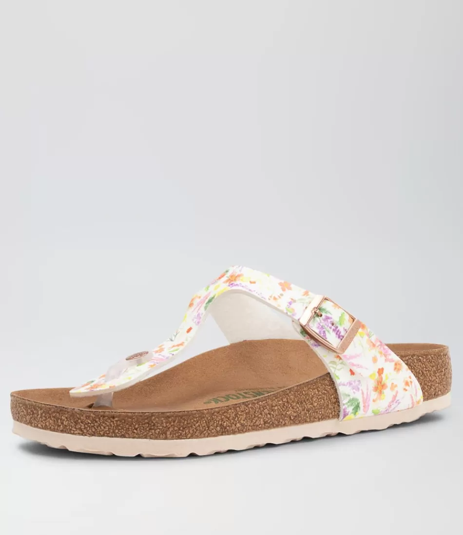 Women BIRKENSTOCK Comfort<Gizeh Vegan Rose Multi Birkoflor Slides