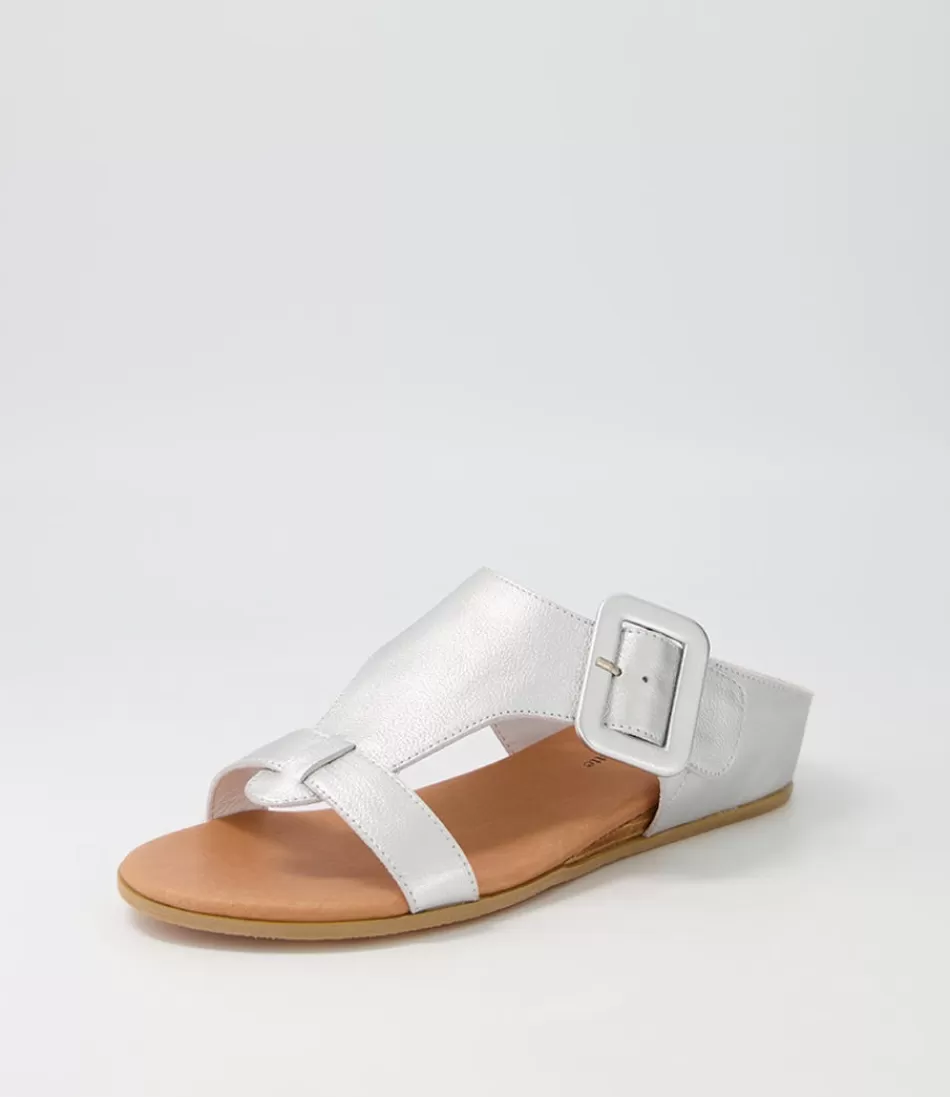 Women DJANGO & JULIETTE Wedges<Halle Silver Leather Slides