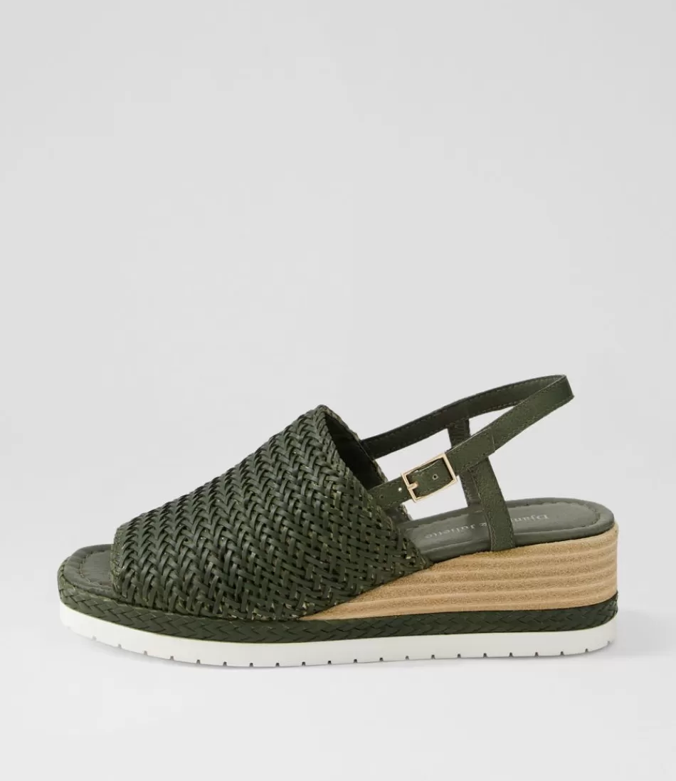 Women DJANGO & JULIETTE Espadrilles<Issah Olive Weave Leather Espadrilles