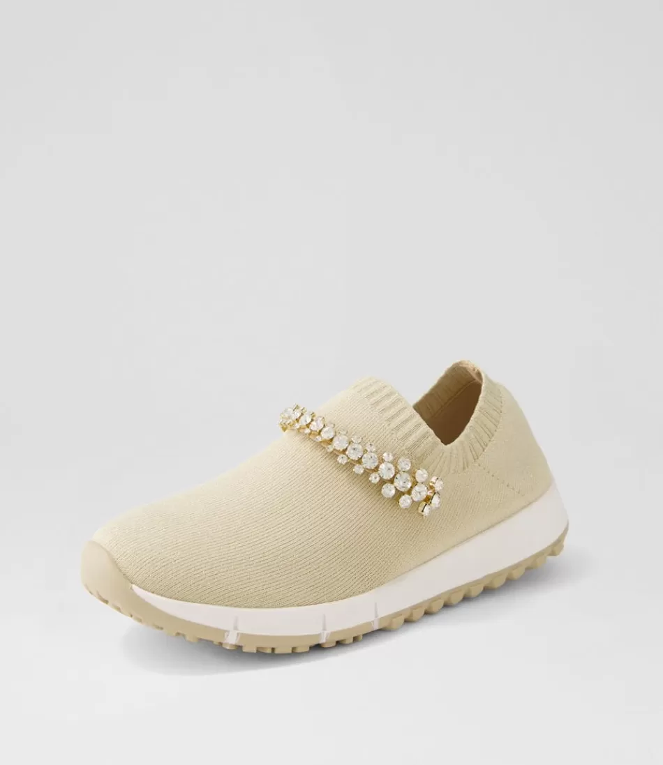 Women DJANGO & JULIETTE Sneakers<Jolo Sand Gold Trim Fabric Sneakers