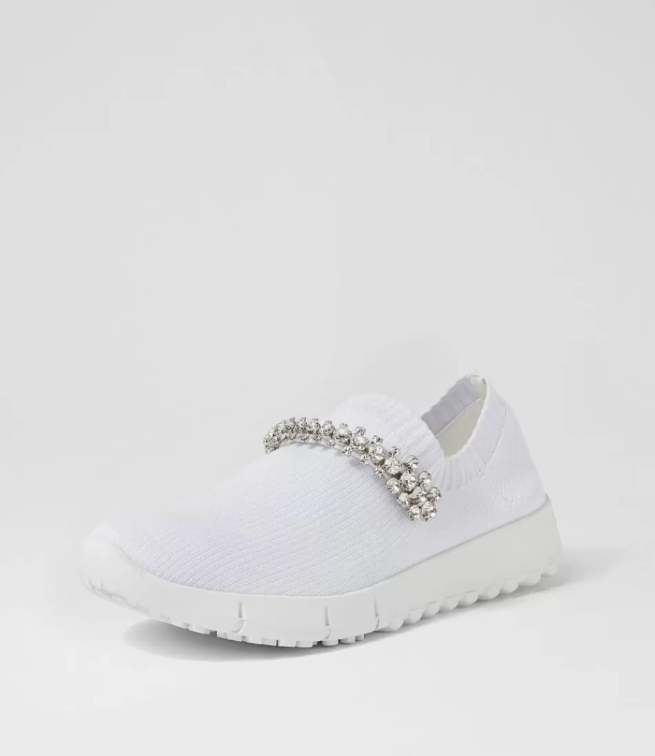 Women DJANGO & JULIETTE Sneakers<Jolo White Silver Trim Fabric Sneakers