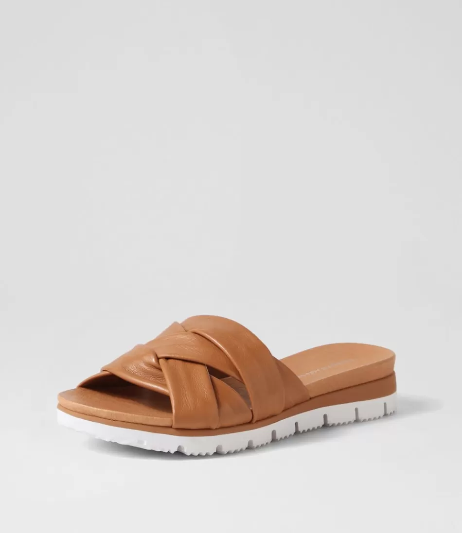 Women DJANGO & JULIETTE Wedges<Liike Dark Tan Leather Slides