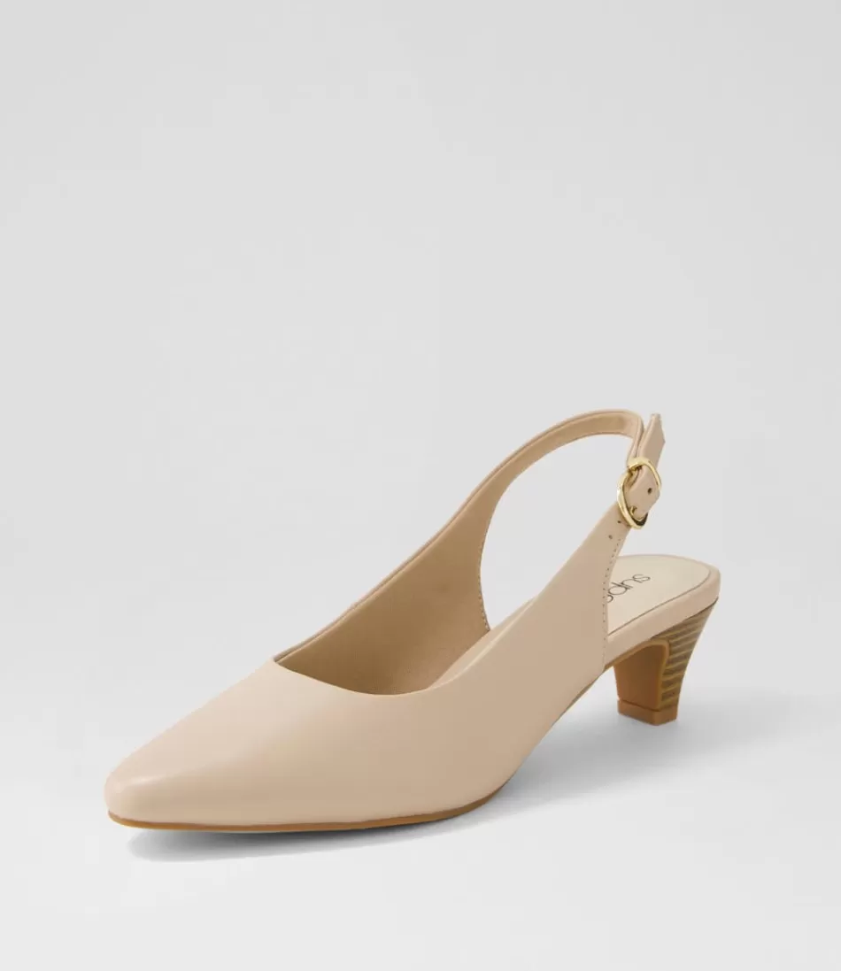Women SUPERSOFT Comfort<Linden3 Nude Leather Heels