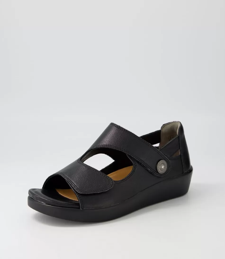 Women ZIERA Wedges<Matillda W Black Leather Sandals