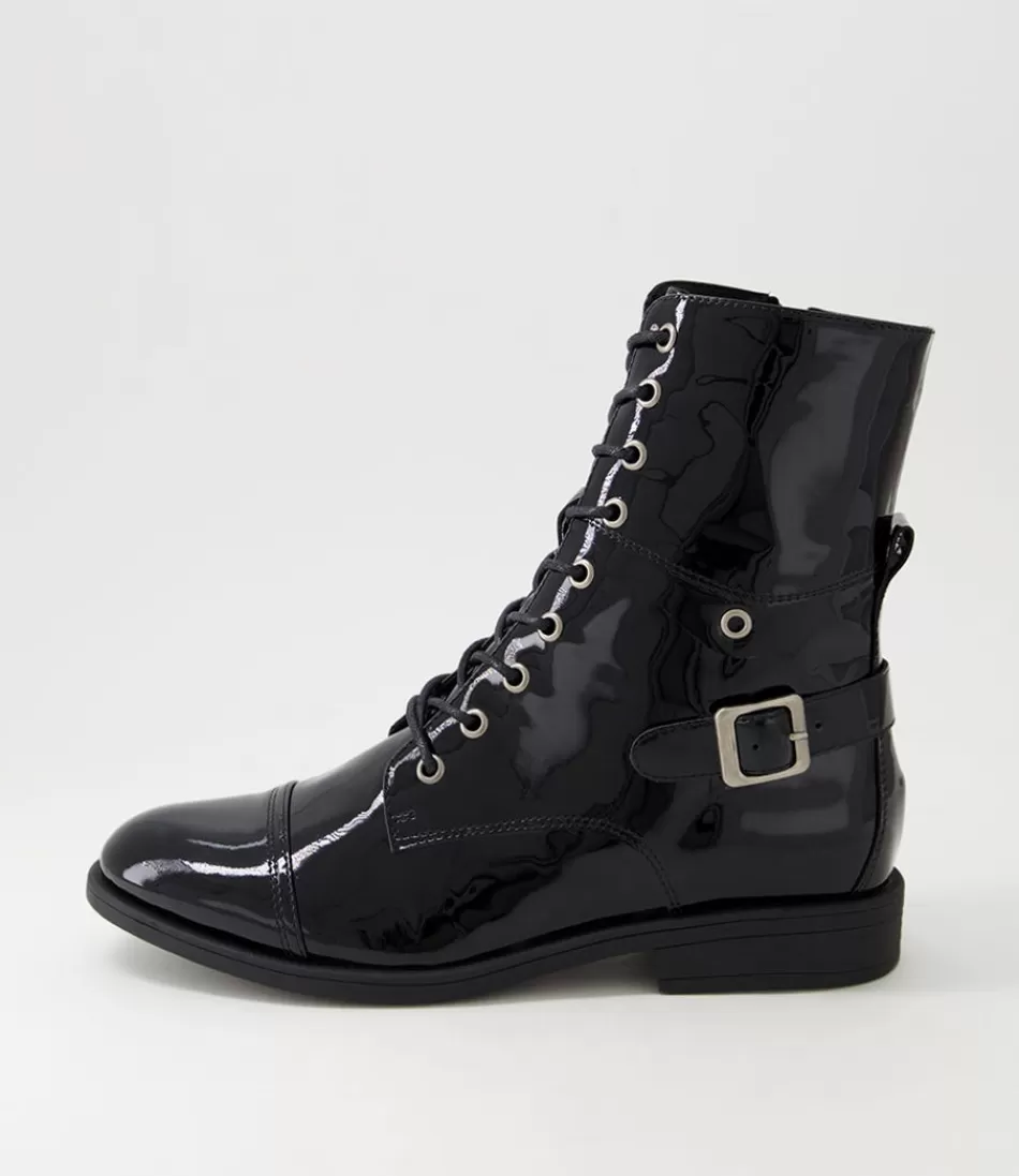 Women DJANGO & JULIETTE Boots<Mekhi Black Patent Leather Ankle Boots