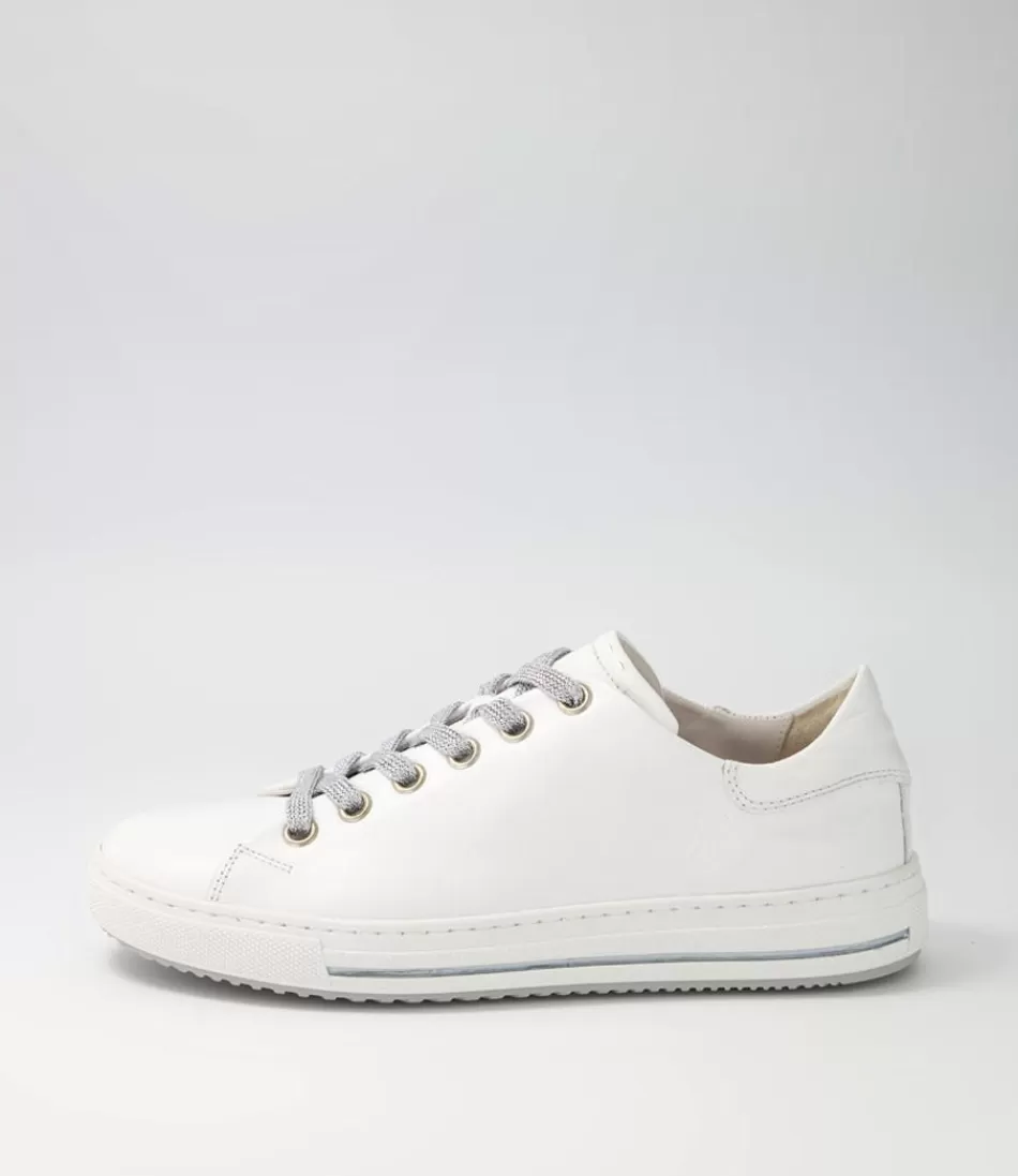 Women GABOR Comfort<Nissy Weiss Silver Leather Sneakers