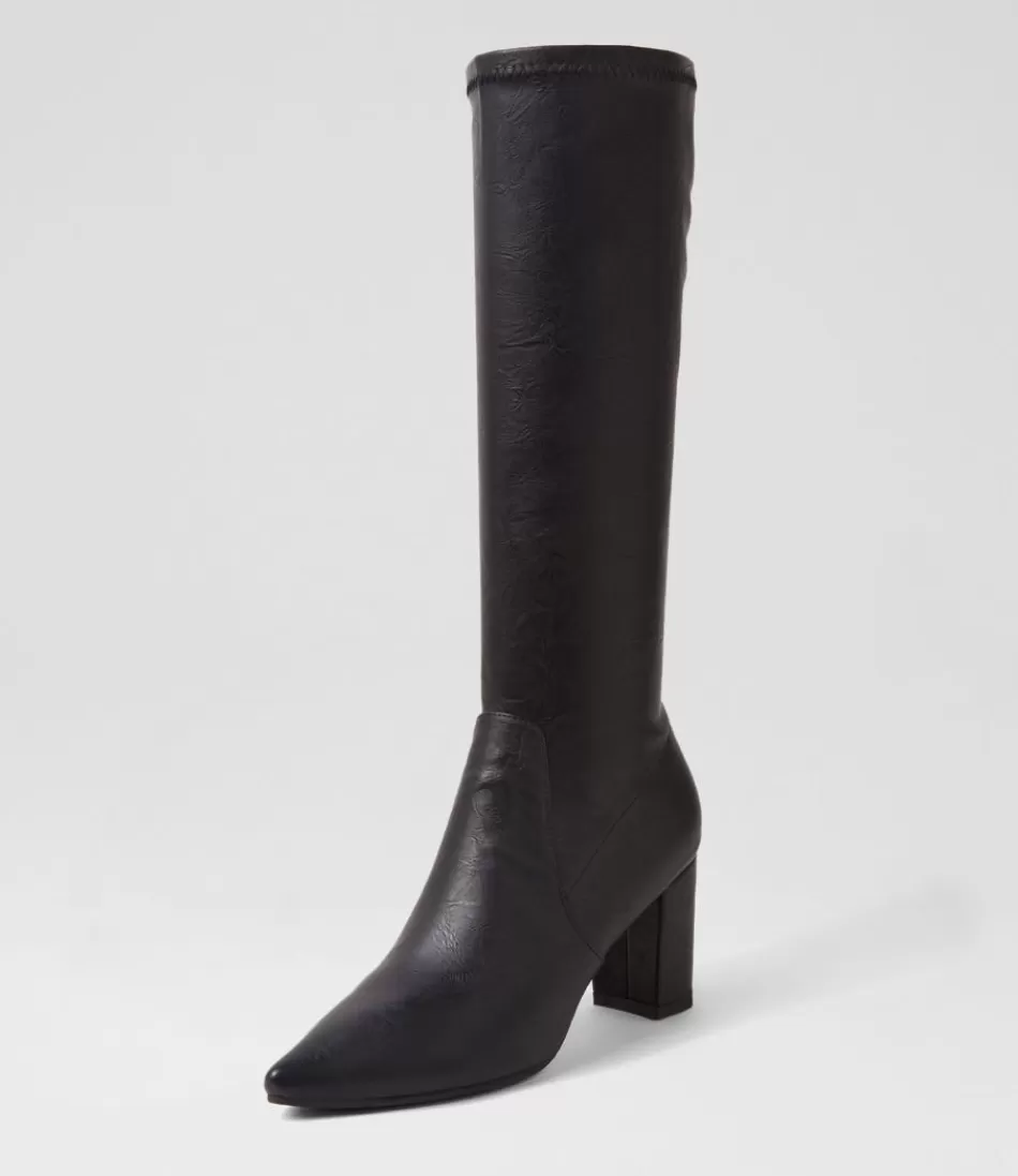 Women DJANGO & JULIETTE Boots<Norass Black Stretch Shrunken Knee High Boots