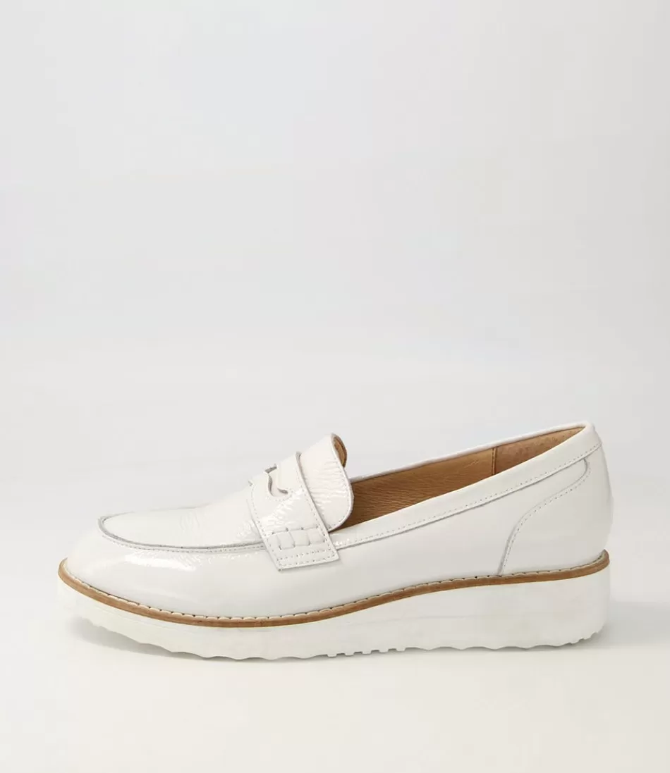 Women TOP END Loafers<Oley White Patent Leather Flat Shoes
