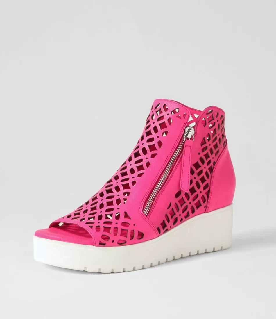 Women DJANGO & JULIETTE Wedges<Olizzi Hot Pink White Leather Sandals