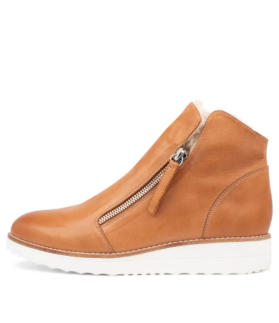 Women TOP END Boots<Opal Tan Leather Fur Ankle Boots