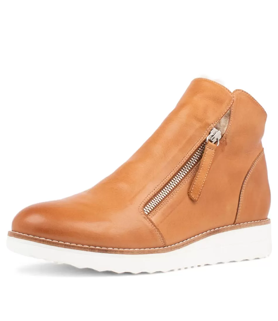 Women TOP END Boots<Opal Tan Leather Fur Ankle Boots