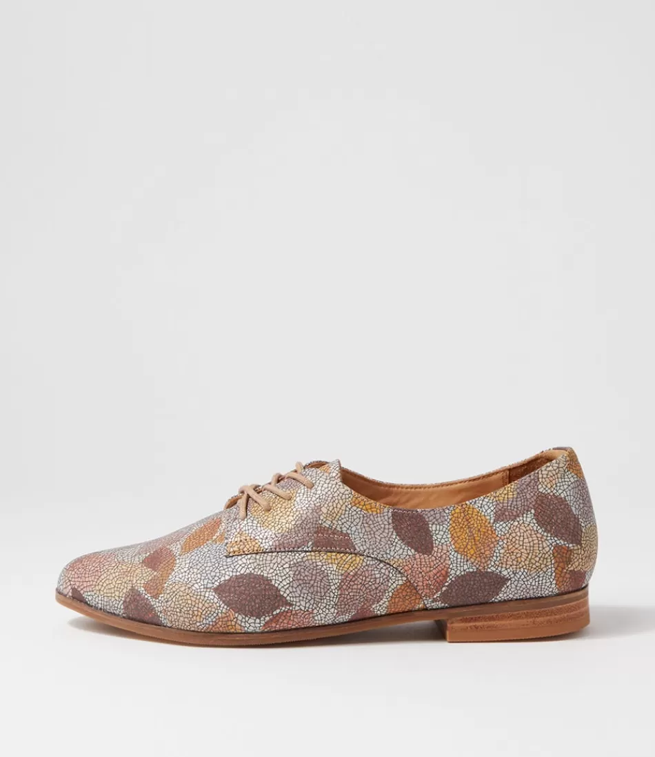 Women ZIERA Comfort<Oscar Xf Tan Leaf Multi Leather Lace Up Flats