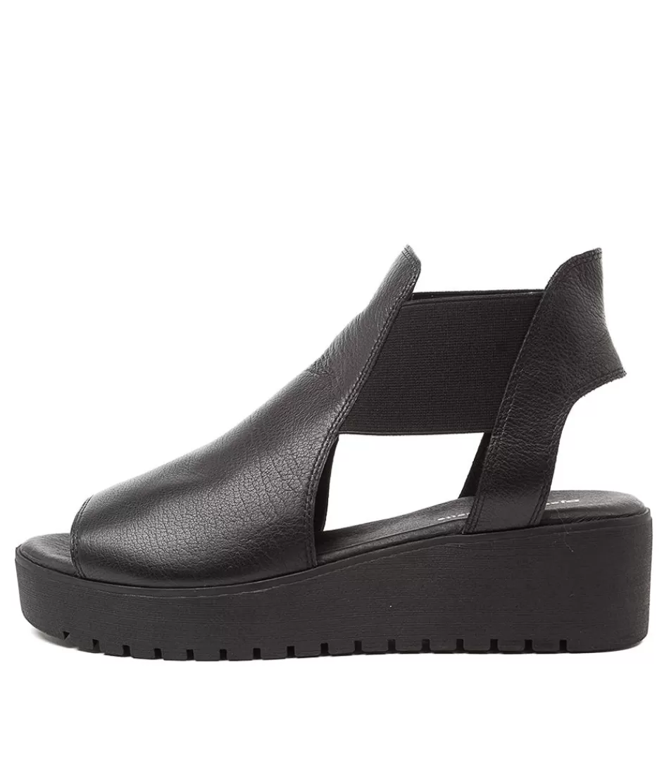 Women DJANGO & JULIETTE Wedges<Ozie Black Lea-Blk Sole