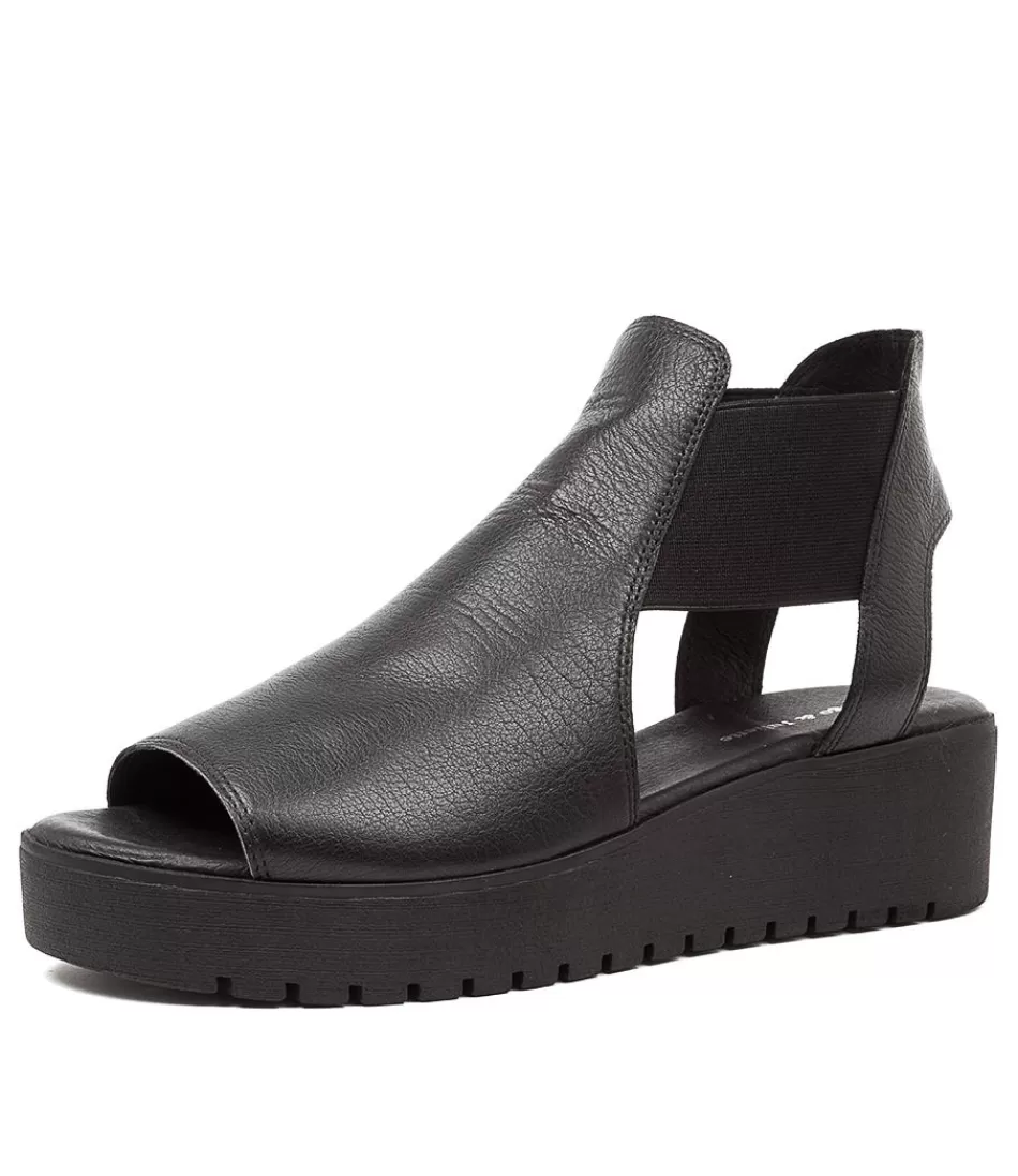 Women DJANGO & JULIETTE Wedges<Ozie Black Lea-Blk Sole