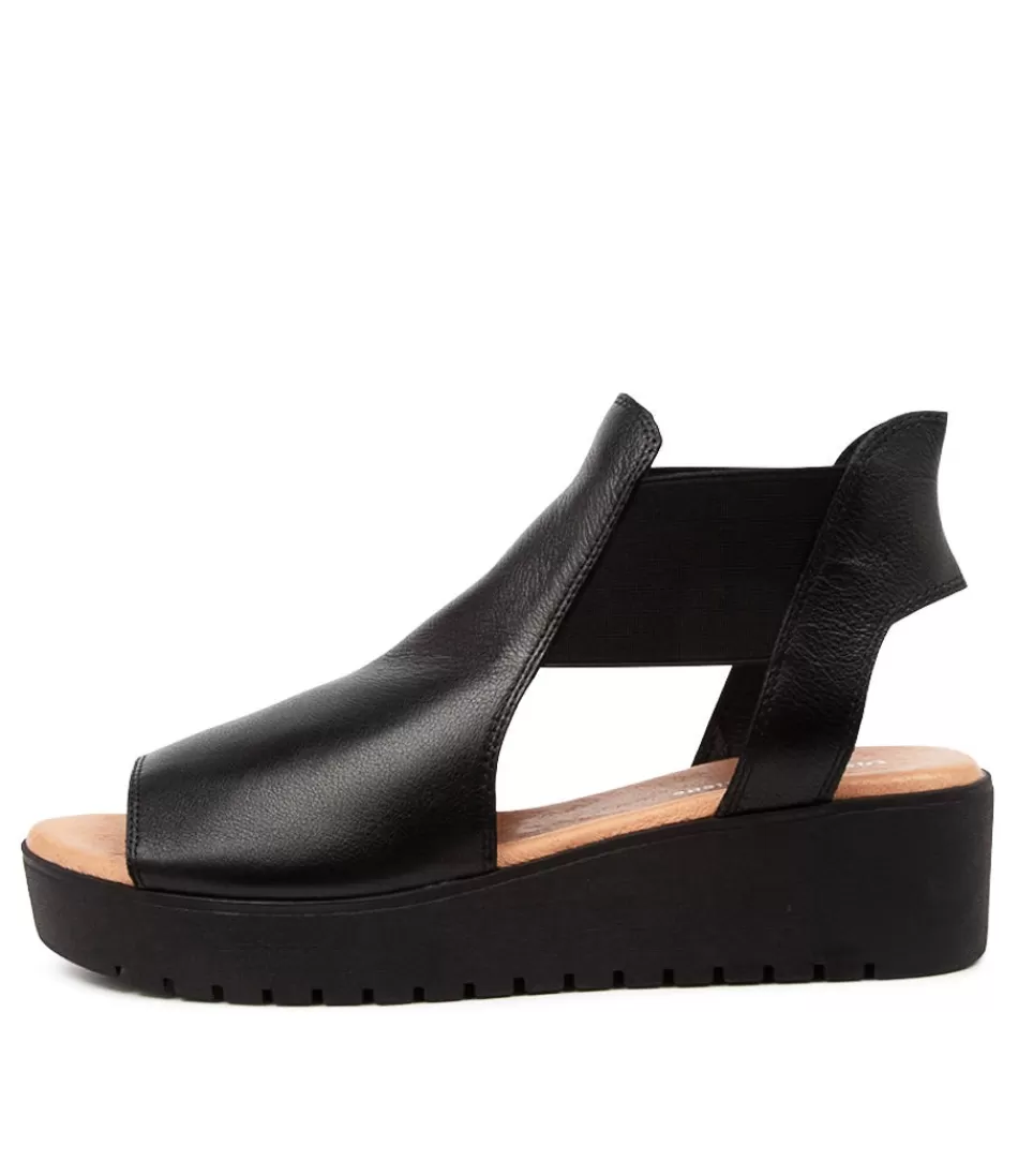 Women DJANGO & JULIETTE Wedges<Ozie Black-Tan Leather