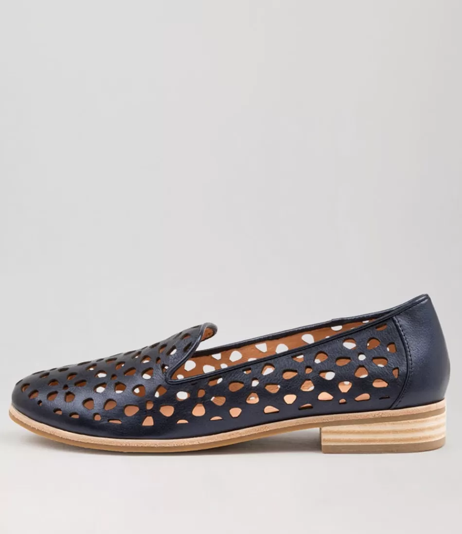 Women MOLLINI Loafers<Quuets Navy Metallic Leather Loafers